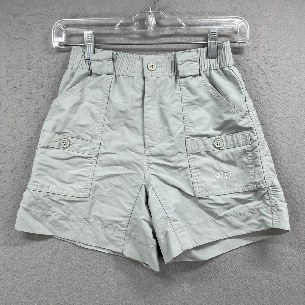 AFTCO Cargo Shorts Boys 26 Gray Nylon Fishing Outdoor Utility Performance Casual